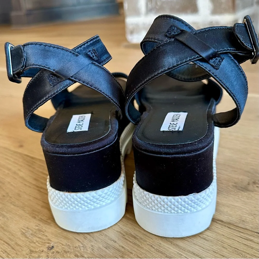 Steve Madden Black Platform Sandals with White Sole